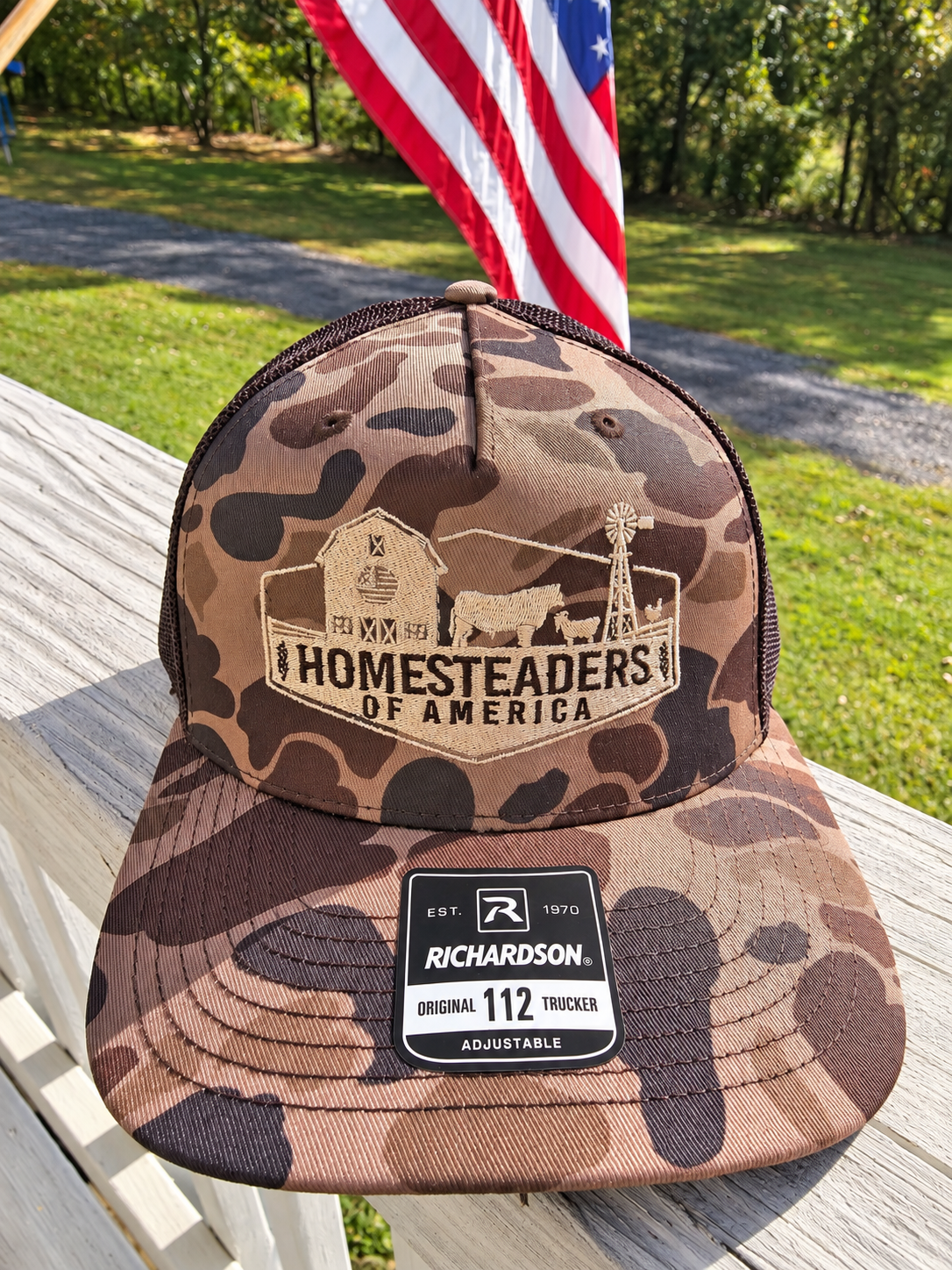 Homesteaders of America Camo Trucker Hat - Image 2